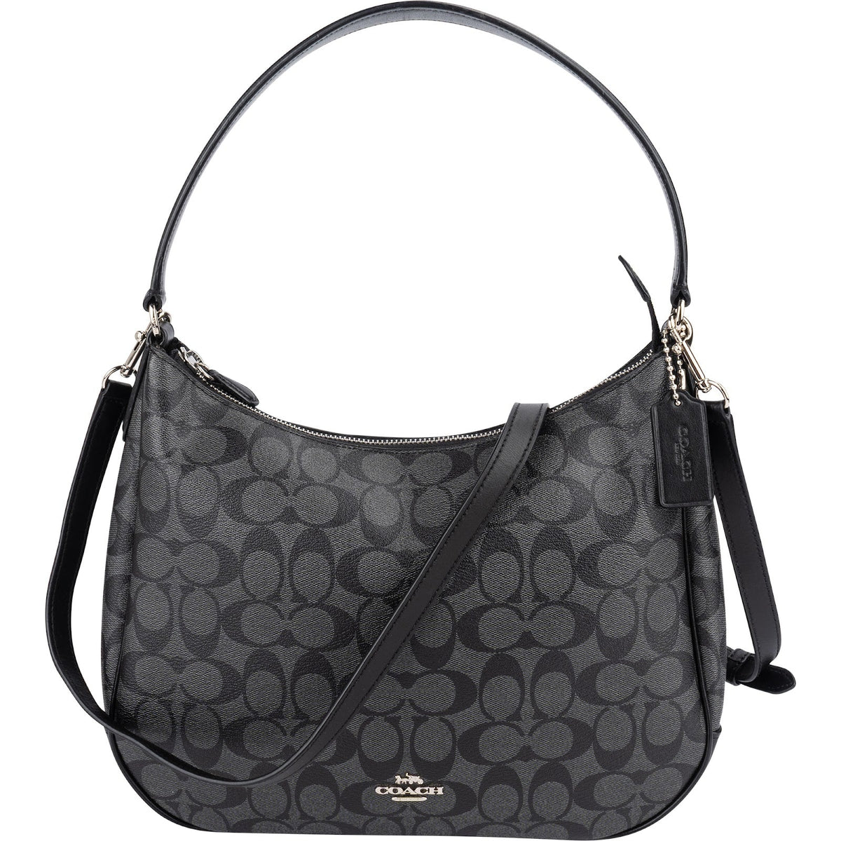 Coach Monogram Signature Black Hobo Shoulder Bag