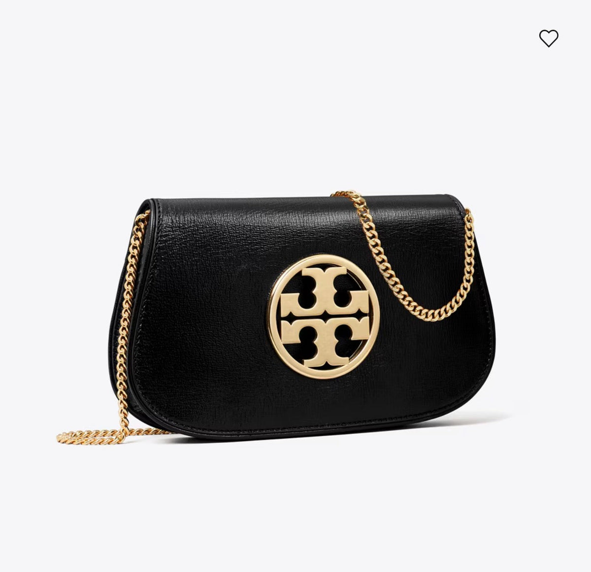 NWT Tory Burch Reva Leather Clutch In Black